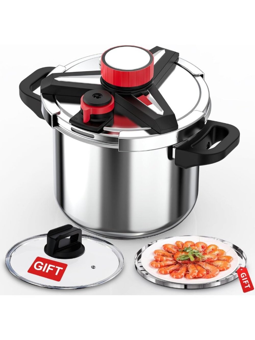 [3-IN-1] 18/8 Stainless Steel Pressure Cooker 8 Quart [Save 70% of time ]